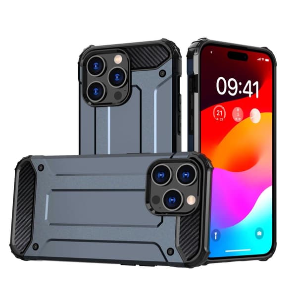 iPhone 15 Pro Max Hybrid Armor Suojaava Kotelo - Sininen