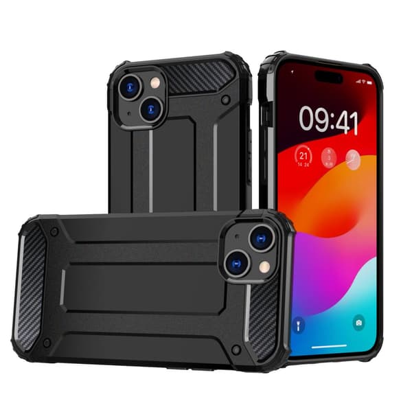 Robust Hybrid Armor Etui til iPhone 15 - Sort