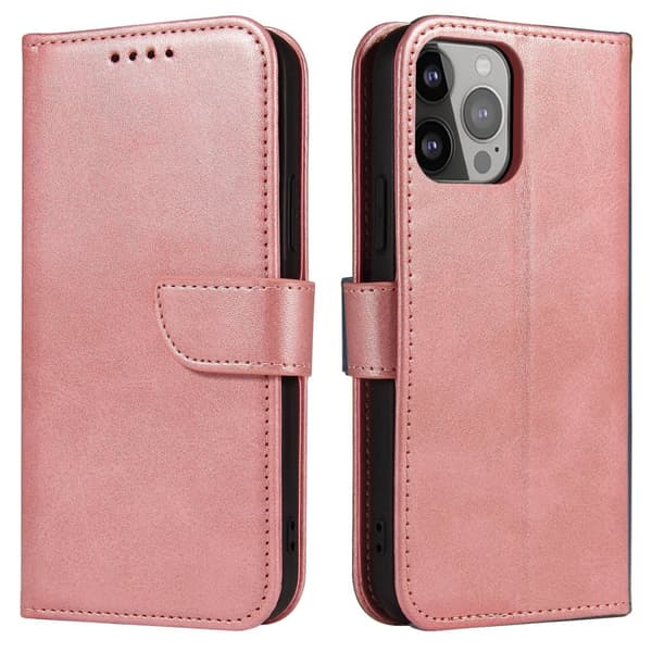 iPhone 15 Pro Max Magnetisk Flip Etui med Standfunktion - Pink