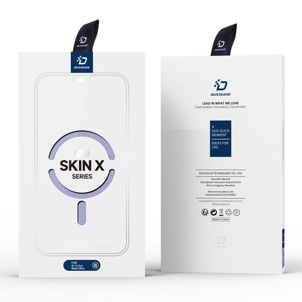 Dux Ducis Skin X Pro -suojakotelo iPhone 15 Pro Maxille, MagSafe ja läppä, violetti