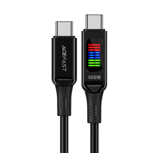 Acefast C7-03 USB-C til USB-C Kabel 100W 1.2m med Display - Sort