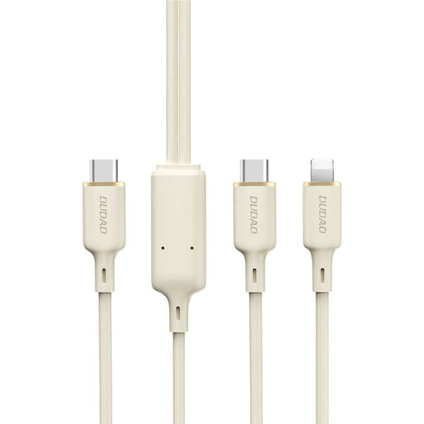 Dudao L7SF 2-i-1 Kabel: USB-C til USB-C/Lightning, 100W, 1,2m, Beige