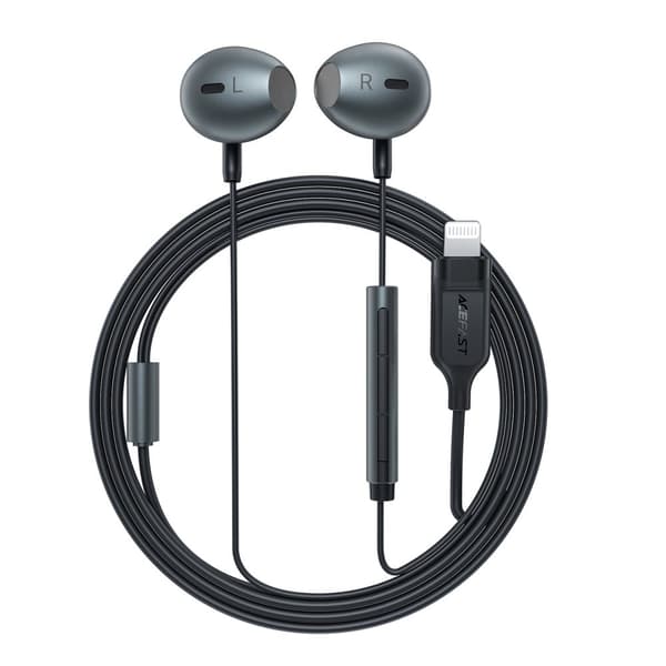 Acefast L1 Lightning In-Ear Hovedtelefoner med Mikrofon og Fjernbetjening 1,2 m - Sort