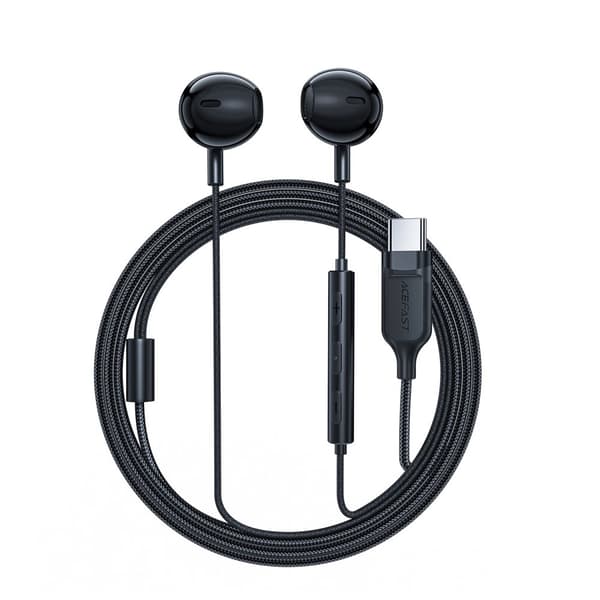 Acefast L2 In-Ear Hörlurar med USB-C, Mikrofon och Fjärrkontroll, Svart 1,2 m