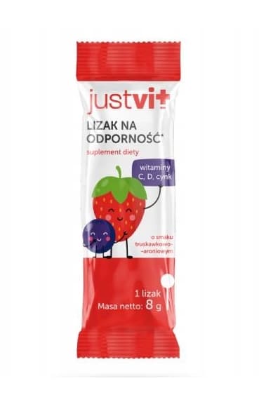 Justvit Immunförsvar Slickepinne Jordgubb-Aronia, 1 styck