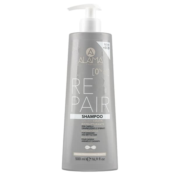 Alama Reparation Shampoo med Keratin til Skadet Hår, 500 ml