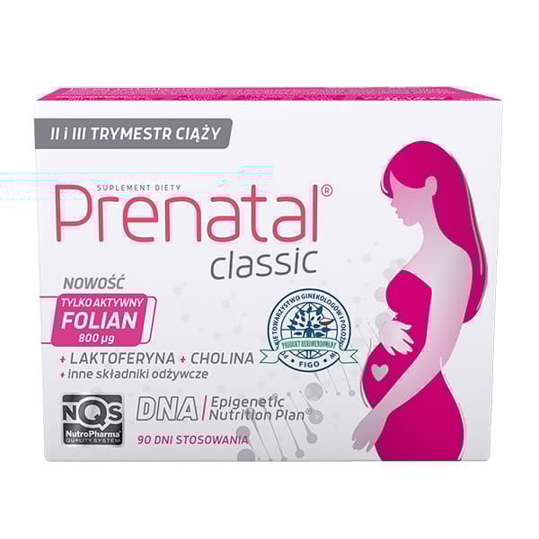 Prenatal CLASSIC – vitamiinit raskaana oleville (13. viikosta) ja imettäville naisille, 90 kapselia