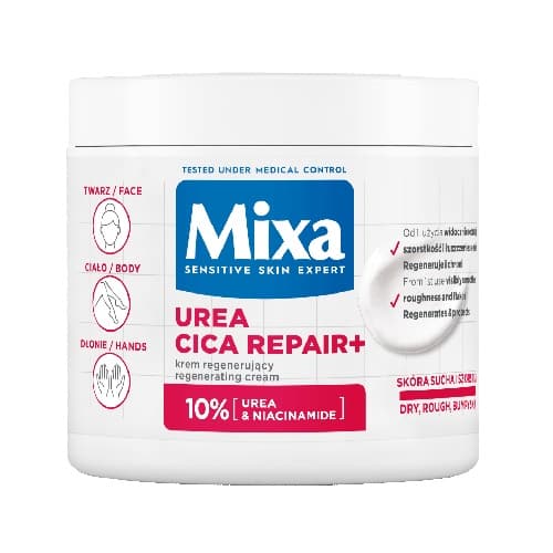Mixa Urea Cica Repair+ Återställande kräm för ansikte, händer och kropp, 400ml