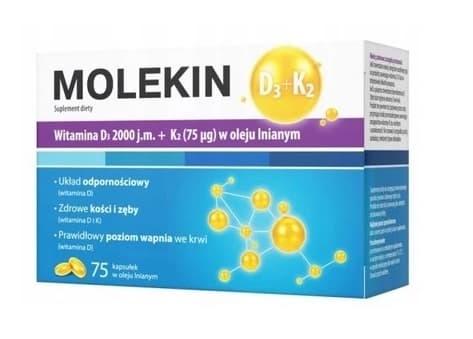 Molekin D3 + K2 pellavaöljyssä, 72 kapselia
