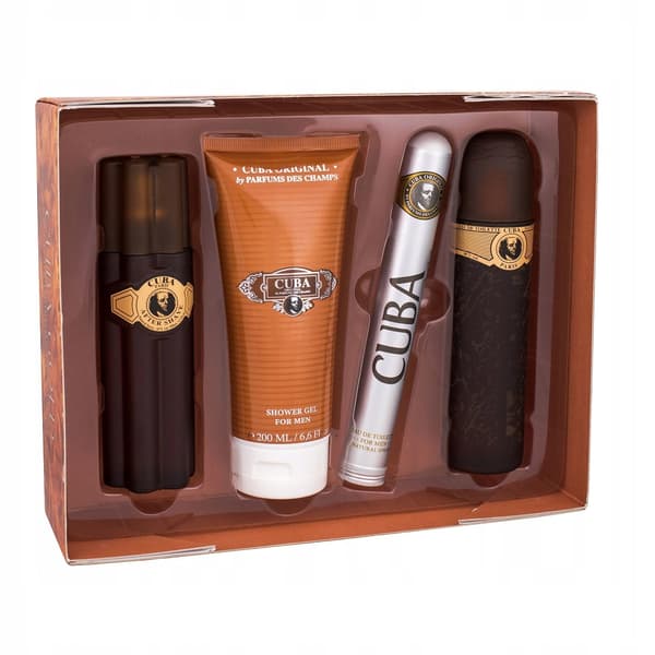 Cuba Original Gold Tuoksusetti: Eau de Toilette 100ml & 35ml, Suihkugeeli 200ml, Aftershave 100ml