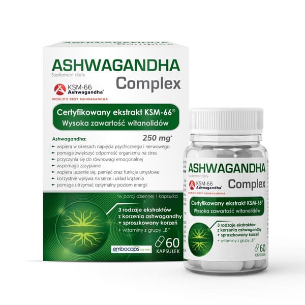Ashwagandha Kompleksi, 60 Kapselia – Ravintolisä Stressinhallintaan ja Energian Tukeen