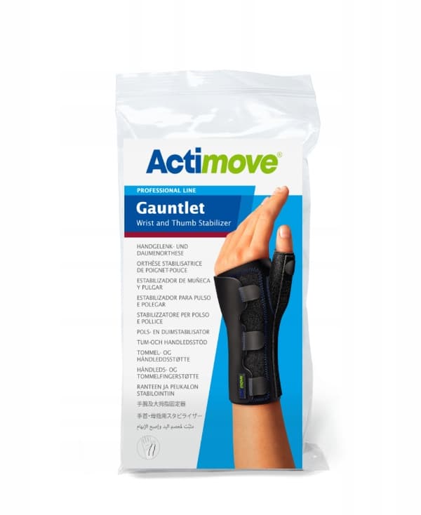 Actimove håndleds- og tommelfingerstabilisator, ortese til støtte af håndled og tommelfinger, sort XL