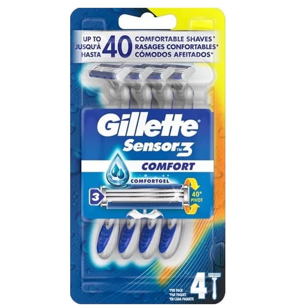 Gillette Sensor3 Comfort Kertakäyttöhöylät Parranajoon, 4 kpl