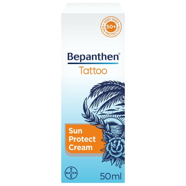 Bepanthen Tattoo Solskyddskräm för Tatuerad Hud SPF 50+ UVA/UVB, 50 ml