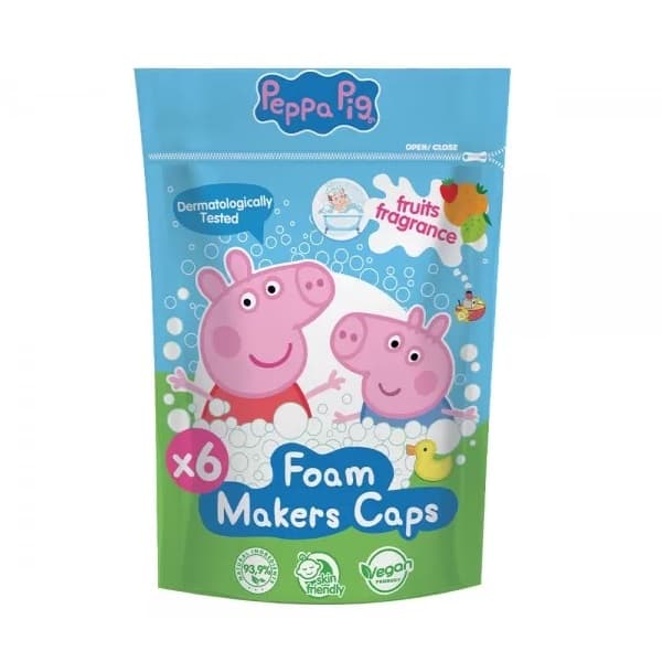 Peppa Pig Badskumtabletter, 6x16g, Roliga Badleksaker för Barn