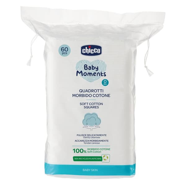 Chicco Baby Moments Bomull Rengöringskuddar 0m+, 60 st
