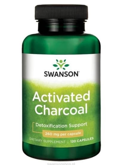 Swanson Aktivt Kol Träkol 260mg, 120 kapslar
