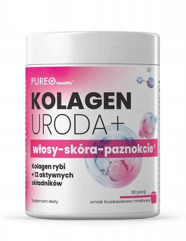 Pureo Health Kollagen Skönhet+, jordgubbs- och hallonsmak, 129 g