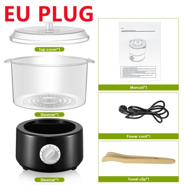 Håndklæde Steamer, Hurtig Opvarmning, Fugtgivende for ansigtshud, EU-stik sort