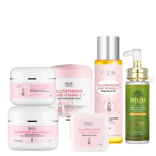 Hvidgørende Body Lotion, Fugtgivende Formel, Egnet til Ansigt og Krop, 6 i 1 sæt