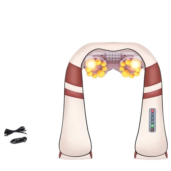 Nakke Massager, Elektrisk Massage, Shiatsu Knetning, EU-stik, Rød 6 knapper