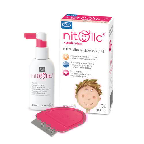 Pipi Nitolic, Huvudlöss Behandlingsspray, 30ml + Kam