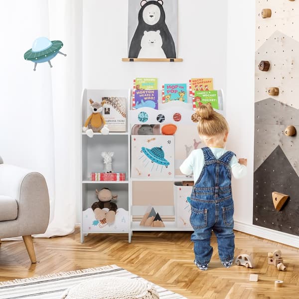 Barn leksaks- och bokorganisatör, 36,5x11,5x40 tum, Vit