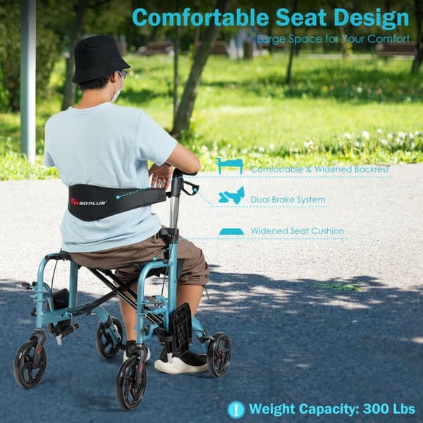 Rollator Walker, 24x40,5x33,5-38,5 tum, Blå