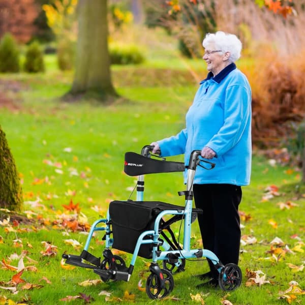 Rollator Walker, 24x40,5x33,5-38,5 tum, Blå