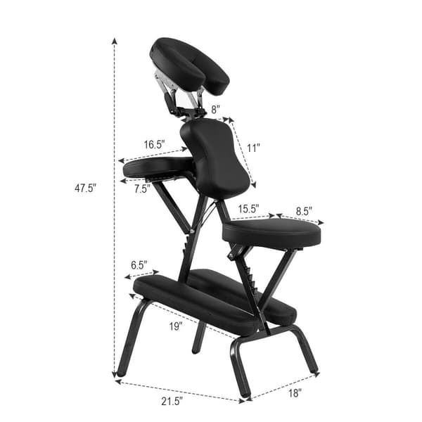 Rese Massagestol, PU-läderdyna, 19x30x45 tum, Svart