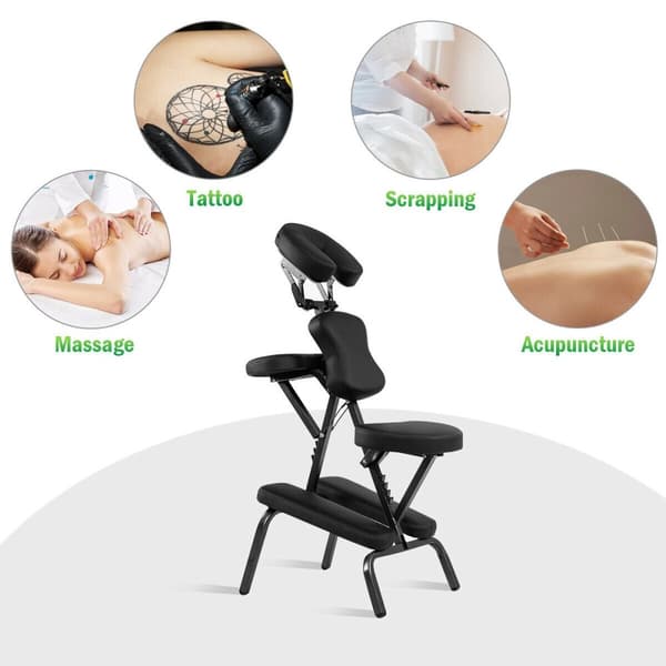 Rese Massagestol, PU-läderdyna, 19x30x45 tum, Svart