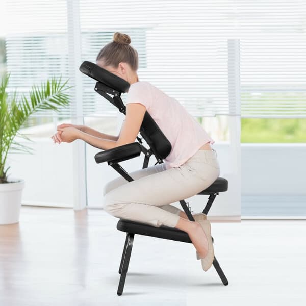 Rese Massagestol, PU-läderdyna, 19x30x45 tum, Svart