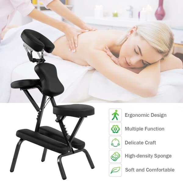Rese Massagestol, PU-läderdyna, 19x30x45 tum, Svart