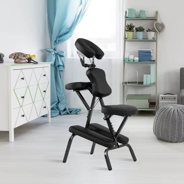 Rese Massagestol, PU-läderdyna, 19x30x45 tum, Svart