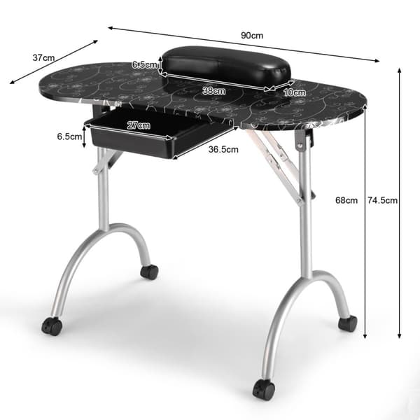 Manicure Neglebord, 90x37x74.5 cm, Sort