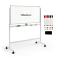 Miniatyrbillede 1 af 8: Dobbeltsidet Magnetisk Mobil Whiteboard, 120x60 cm, Hvid