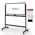 Miniatyrbillede 8 af 8: Dobbeltsidet Magnetisk Mobil Whiteboard, 120x60 cm, Sort