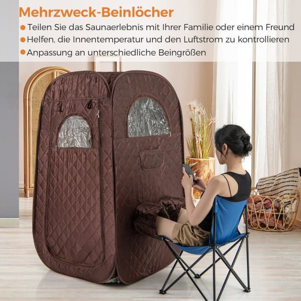 Transportabel dampsauna, 89x89x149 cm, Brun