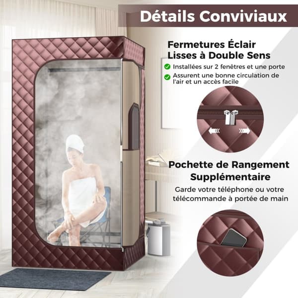 Transportabel Dampsauna, 91x91x183 cm, Sort