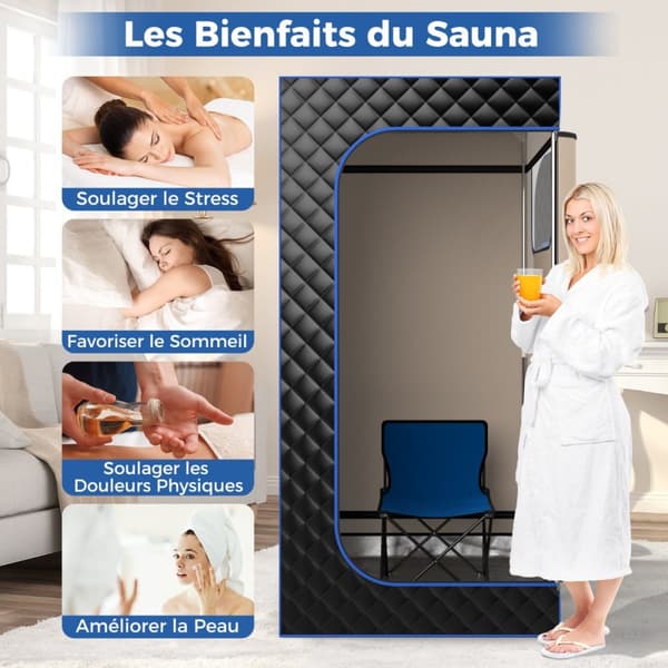 Transportabel dampsauna, 91x91x183 cm, Sort