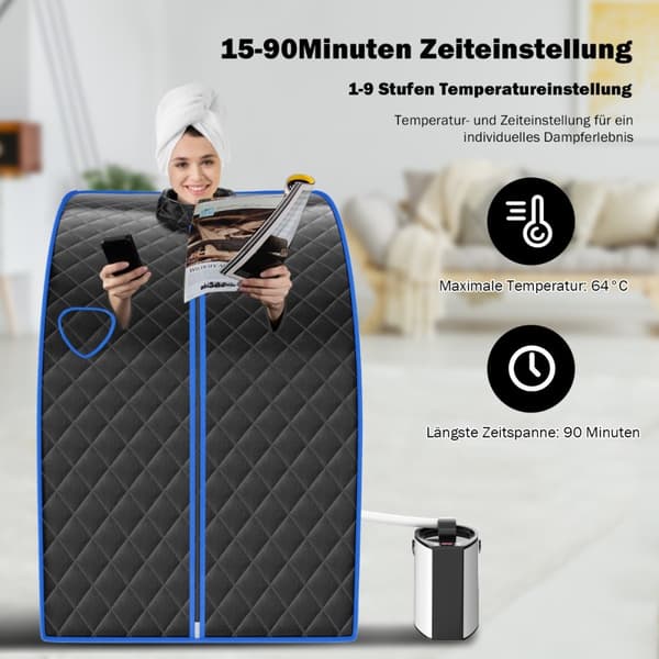 Dampsauna, 78x87x101 cm, Sort