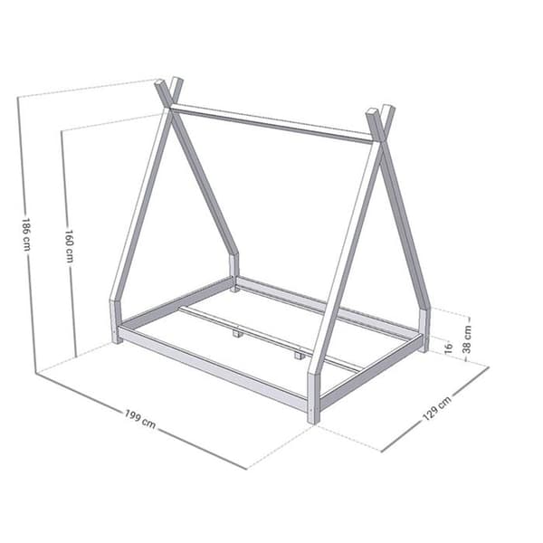 Lit Tipi - Benlemi - NAKANA - Massivt trä - 120 x 190 cm - 2 platser - Lätt montering