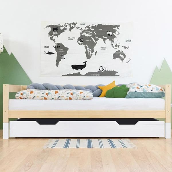 Rullande förvaringslåda eller säng - vit för säng 90 x 200 cm