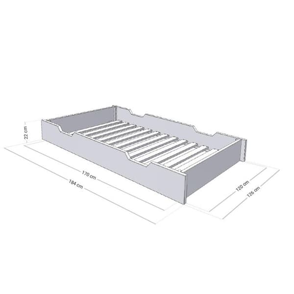 Rullande förvaringslåda eller säng - vit för säng 120 x 190 cm
