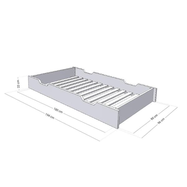 Rullande förvaringslåda eller säng - färg naturligt trä för säng 90 x 200 cm