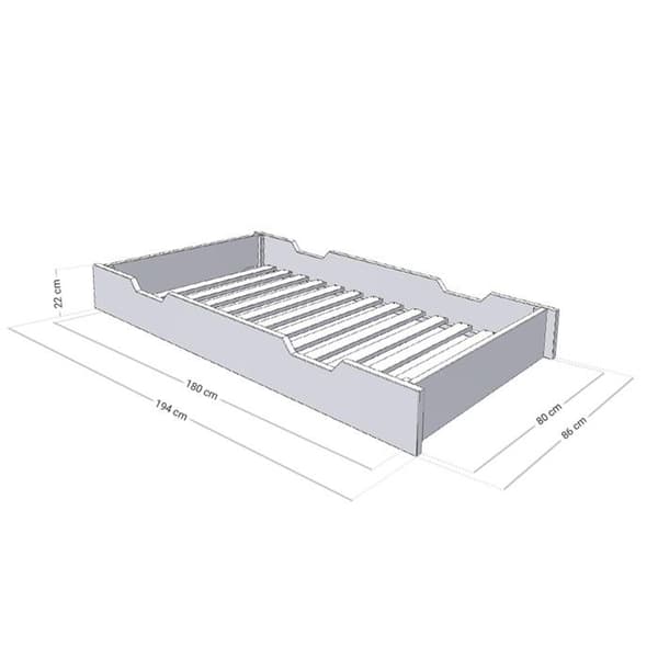 Rullbord för förvaring eller säng - vit för säng 80 x 200 cm