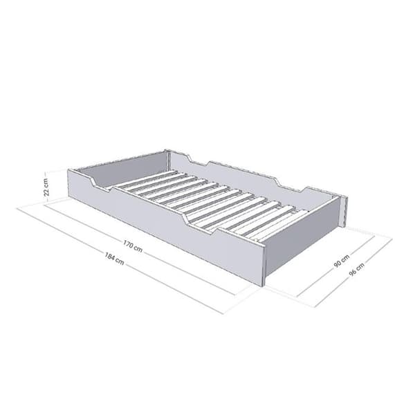 Rullande förvaringslåda eller säng - vit för säng 90 x 190 cm