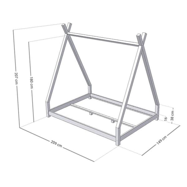 NAKANA Kids Tipi säng - massivt trä - natur - 140 x 200 cm