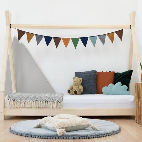 NAKANA Kids Tipi säng - massivt trä - natur - 120 x 190 cm