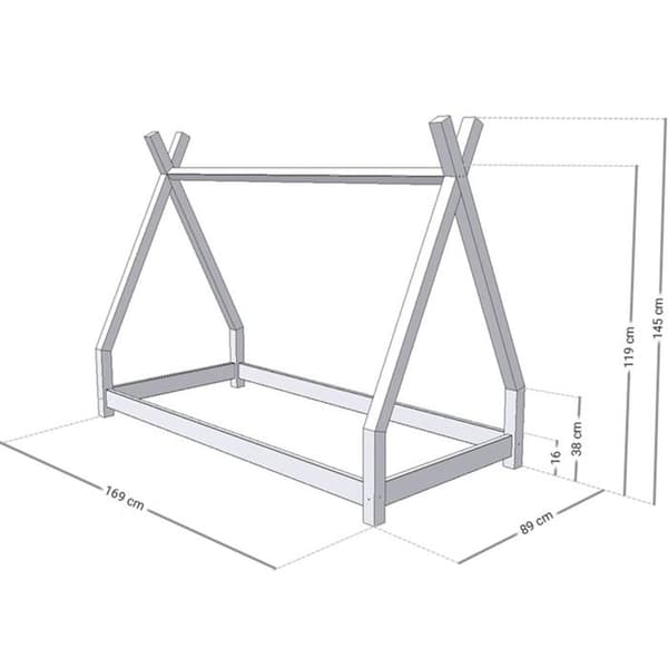 NAKANA Kids Tipi säng - massivt trä - vit - 80 x 160 cm